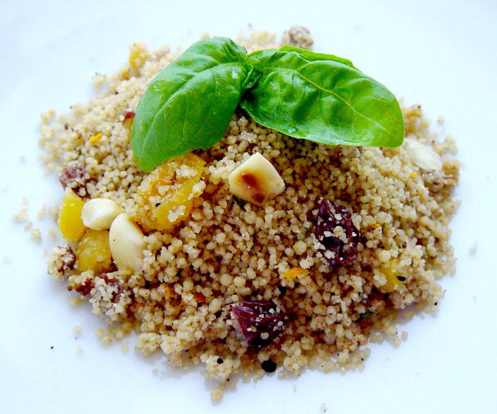 Couscous with nuts and dried fruits.